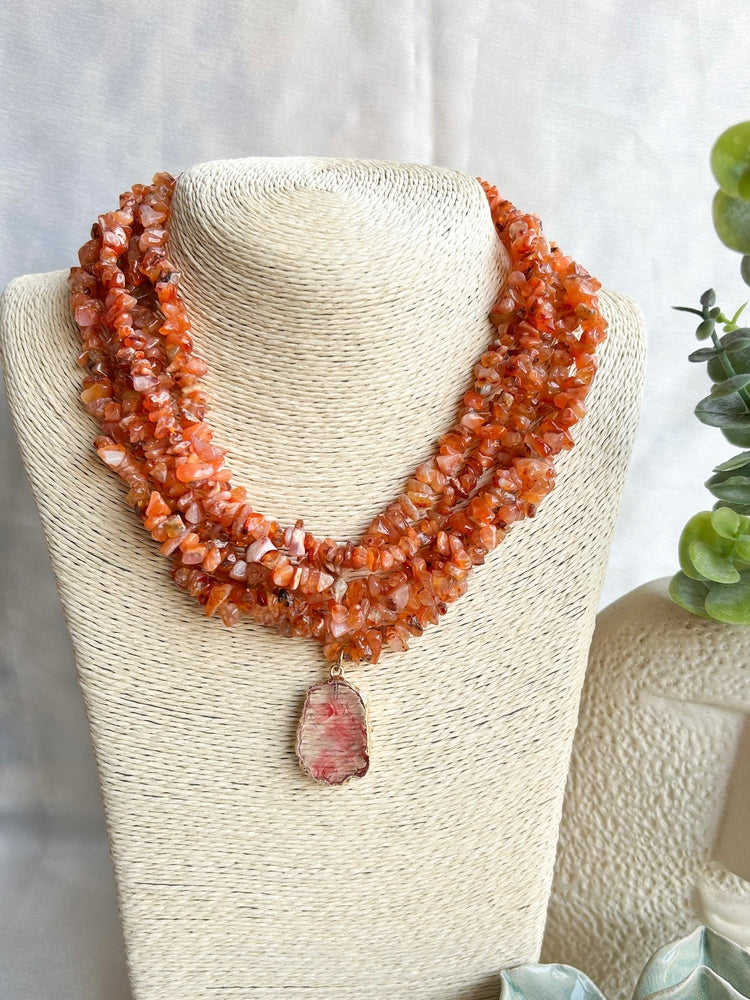 Earthy Un-Cut Stone Statement Handmade Necklace