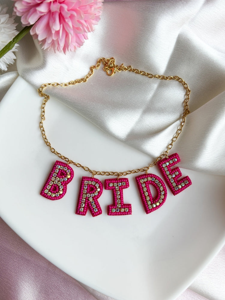 Bella Bride Pink Handmade Beaded Necklace