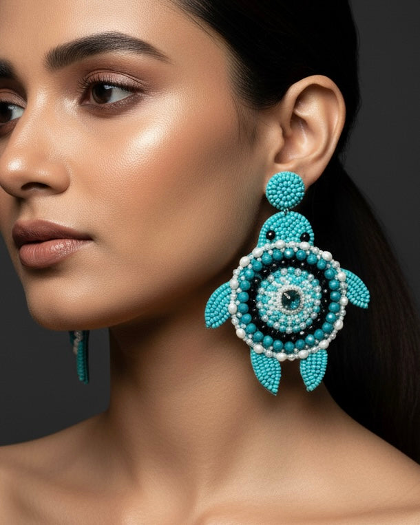 Oceanic Turtle Handmade Beaded Earrings
