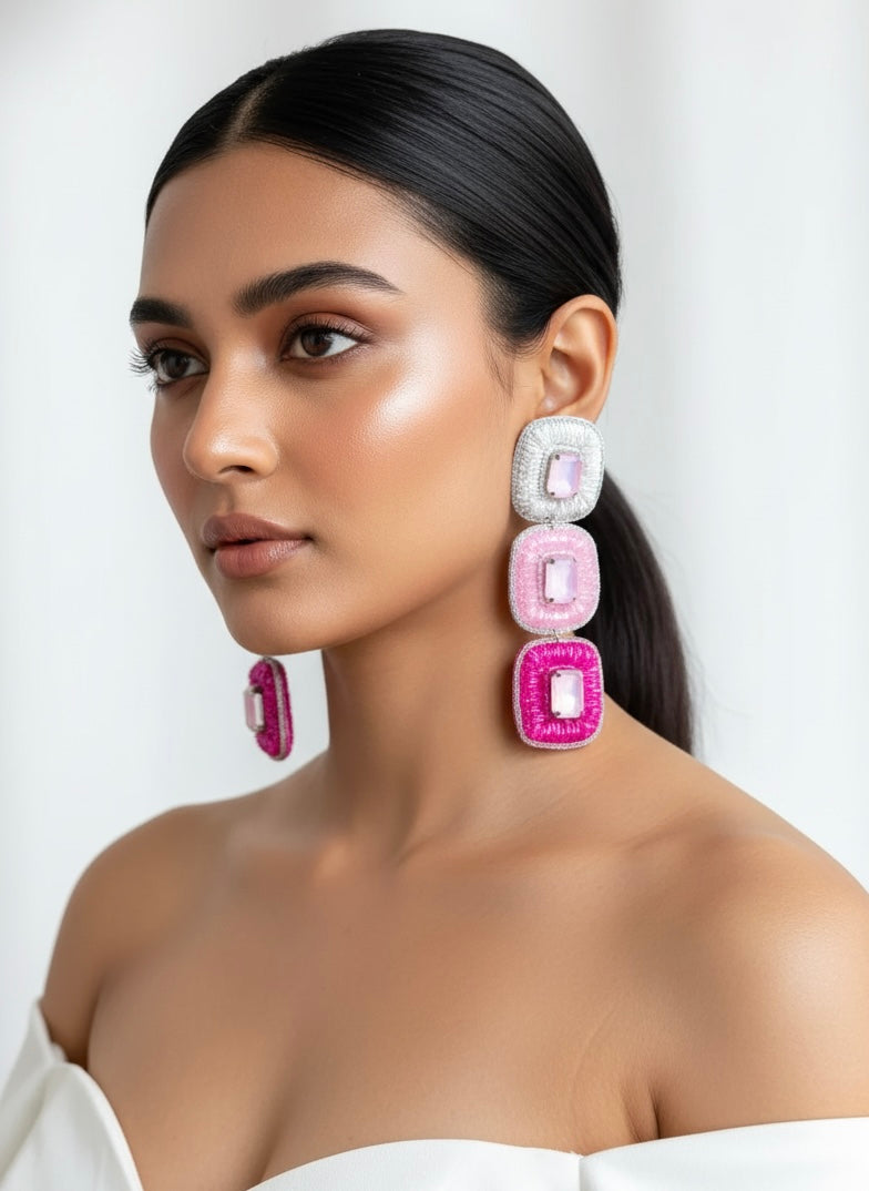 Rosette Handmade Beaded Earrings