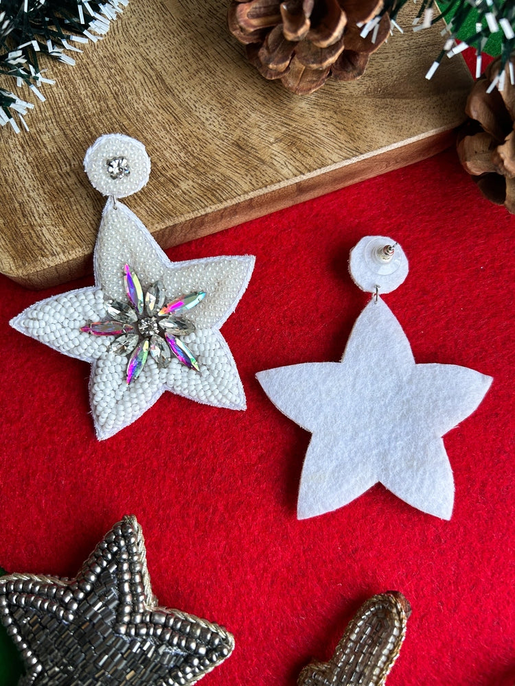 Starlight Shimmer Handmade Beaded Star Earrings