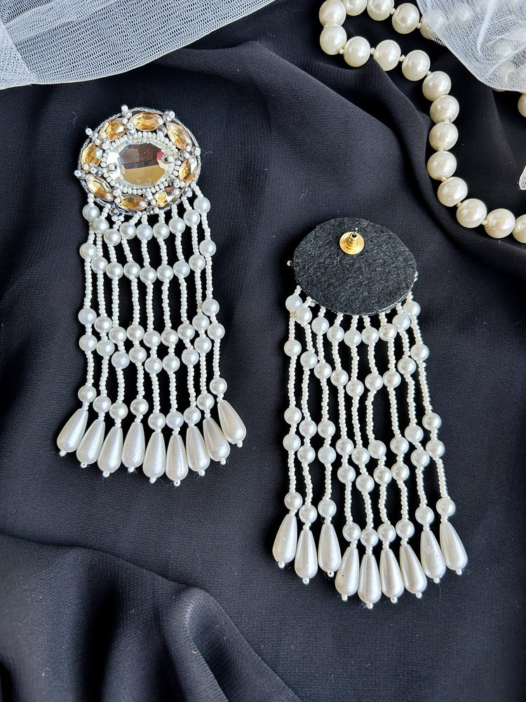 Taara Handmade Beaded Pearl Tassel Earrings