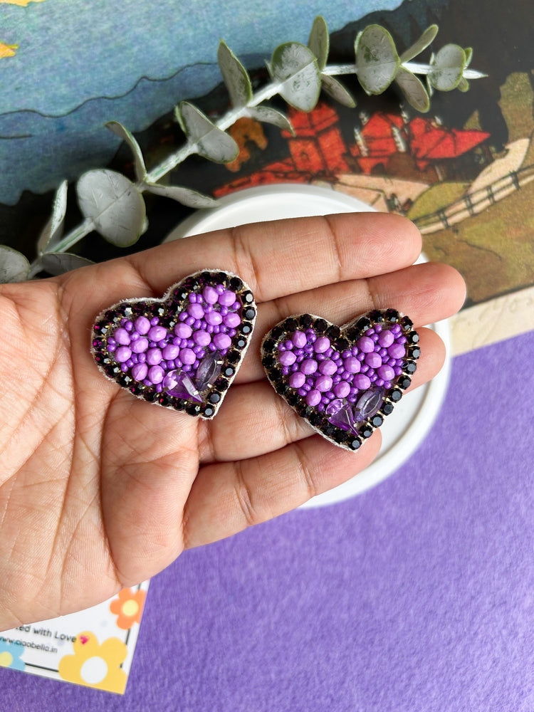 Violet Heartbeat Stud Earrings