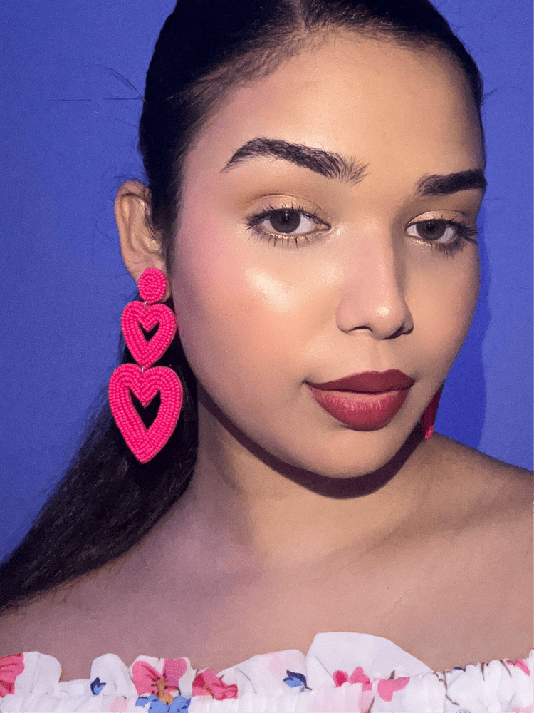 Steal My Love Handmade Beaded Heart Shaped Earrings
