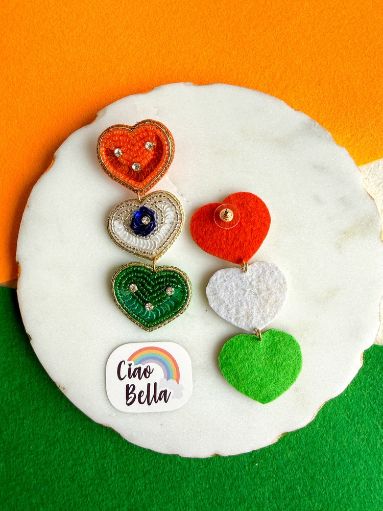 Pride in My Heart Handmade Tricolour Beaded Earrings