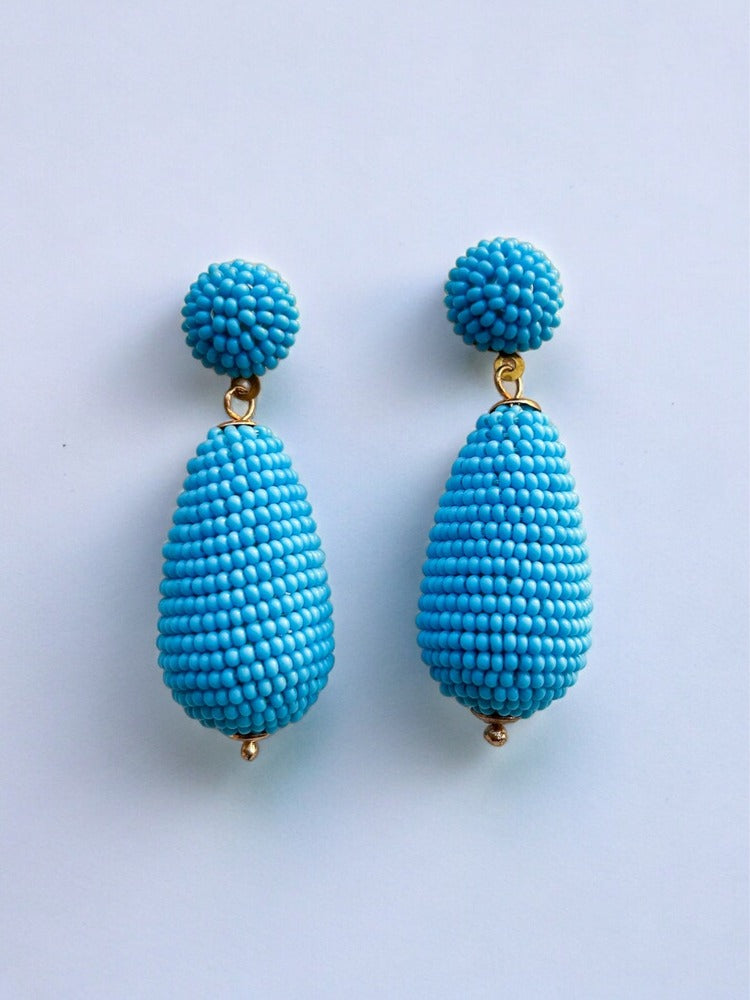 Baby Blue Drop Handmade Beaded Earrings