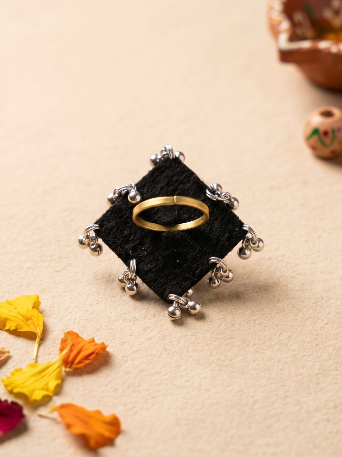 Navrang Mirror Handmade Beaded Ring