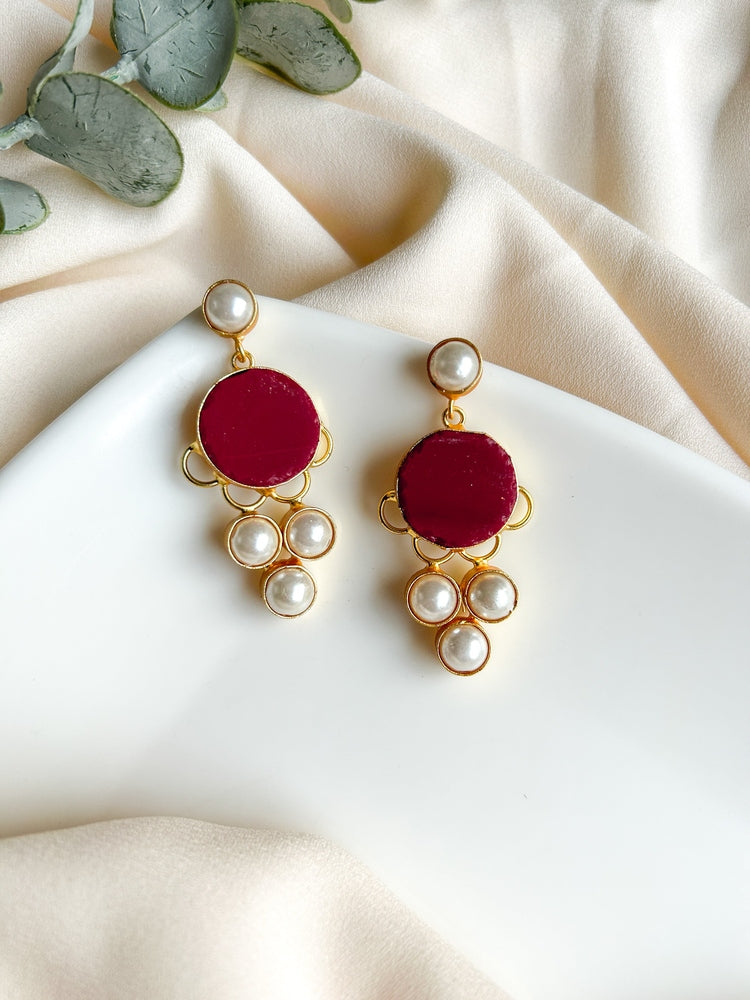 Red Druzy Drop Handmade Brass Earrings