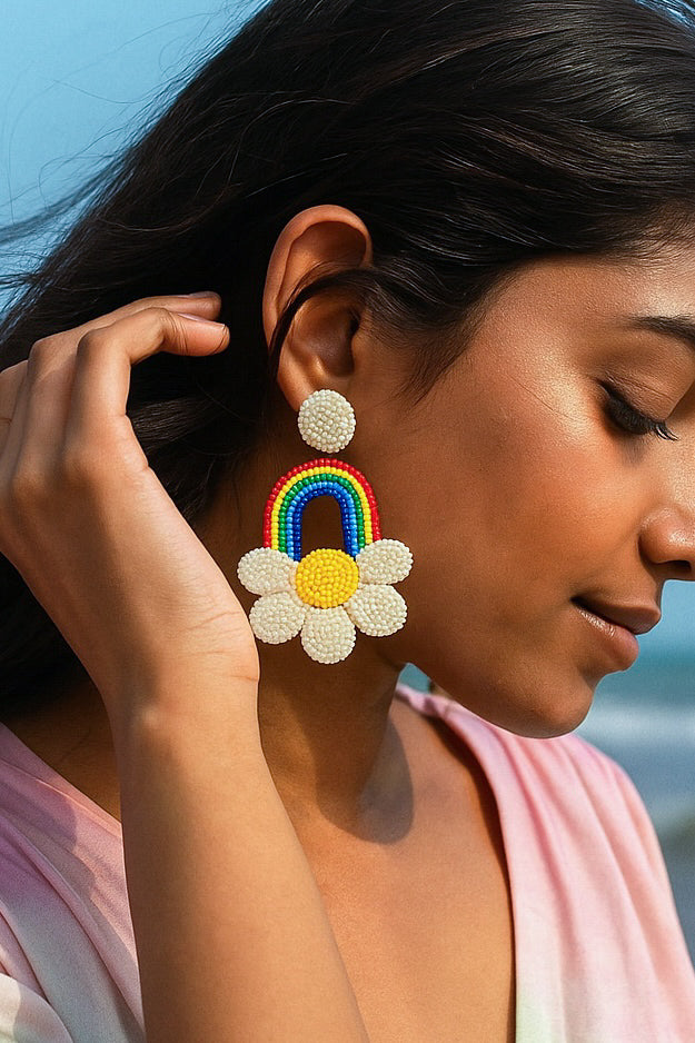 Rainbow Sunshine Handmade Beaded Earrings