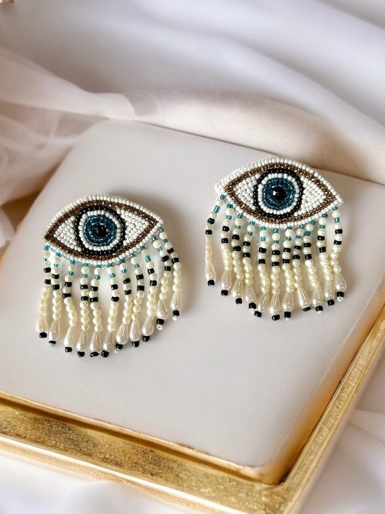 Mystic Evil Eye Tassel Handmade Beaded Earrings
