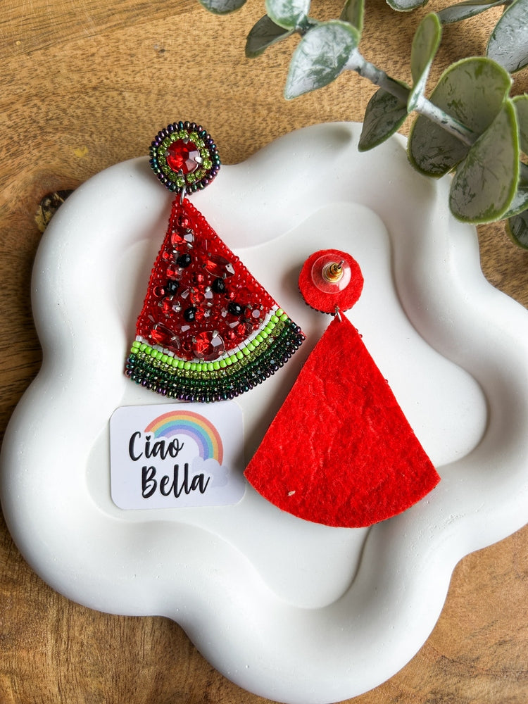 Watermelon Crush Handmade Beaded Earrings