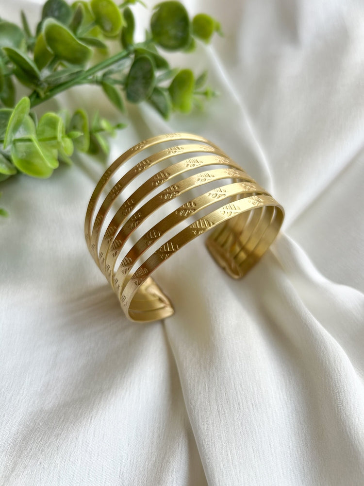 Nina Stripes Brass Cuff Bracelet