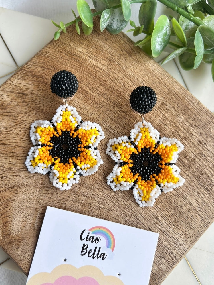 Sun-Kissed Flower Handmade Beaded Earrings
