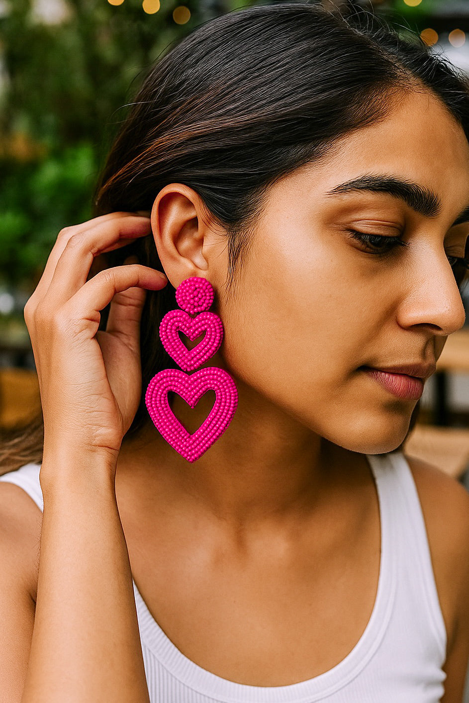 Steal My Love Handmade Beaded Heart Shaped Earrings