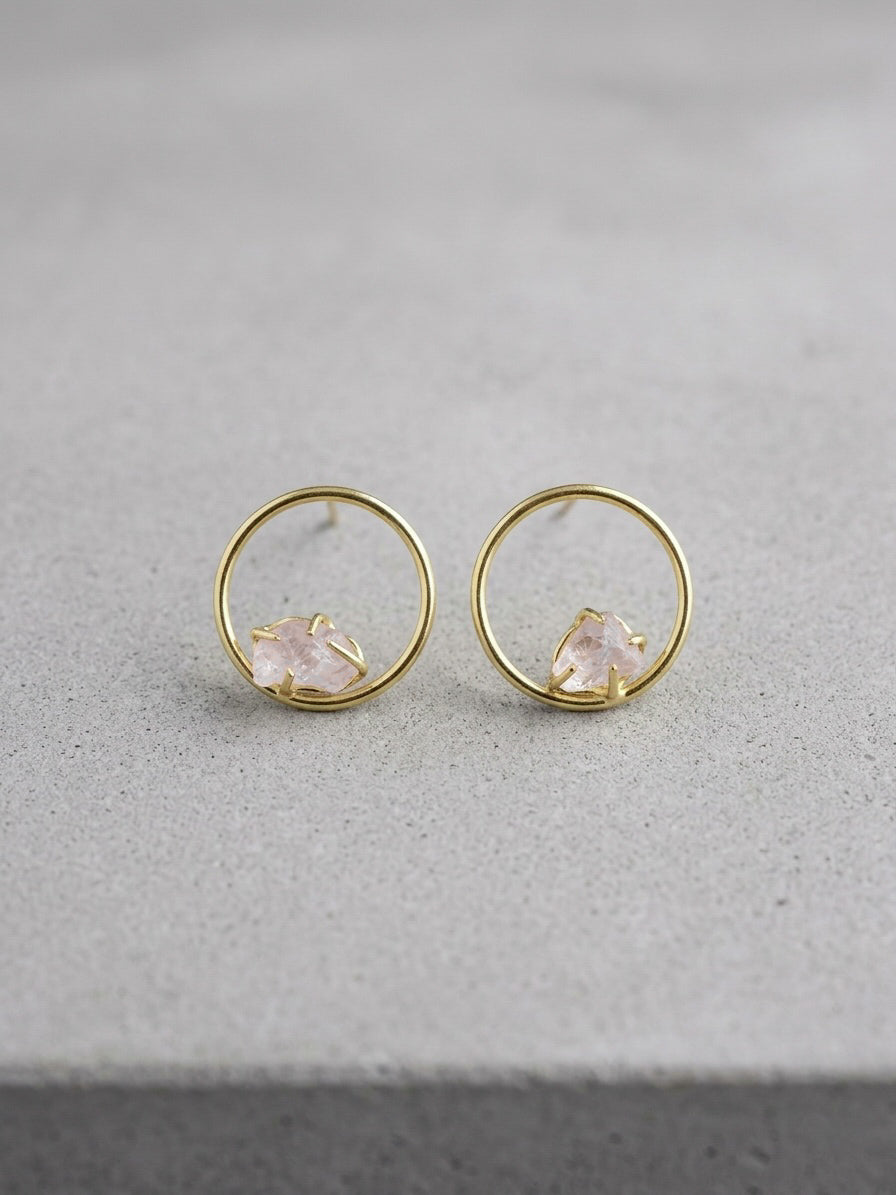 Sera – Clear Round Handmade Brass Earrings