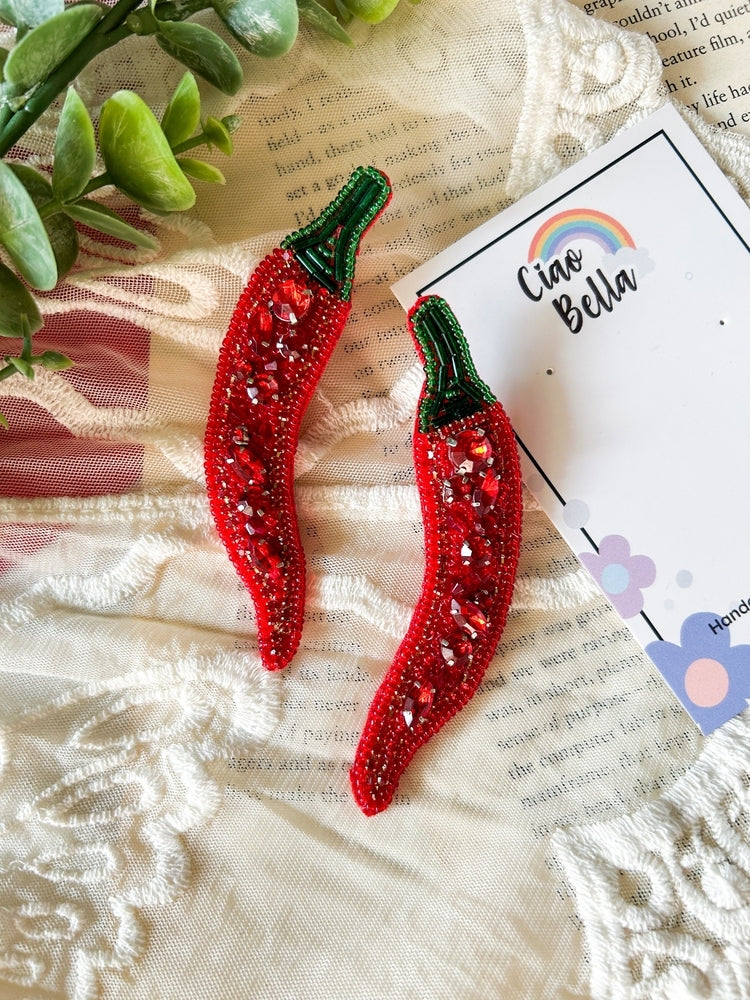 Chilli (Mirchi) Handmade Beaded Earrings