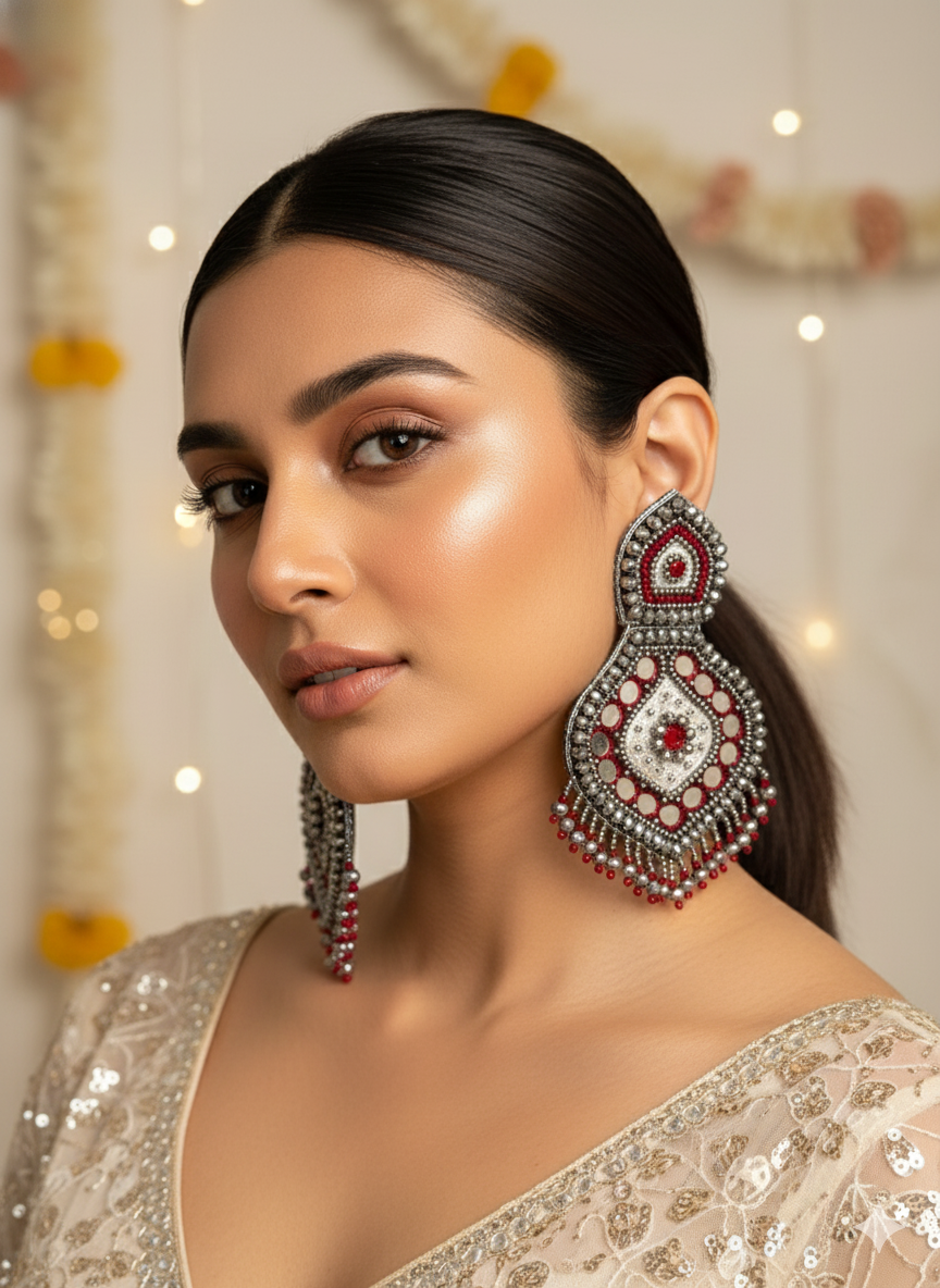 Mehrooni Mirror Handmade Beaded Earrings