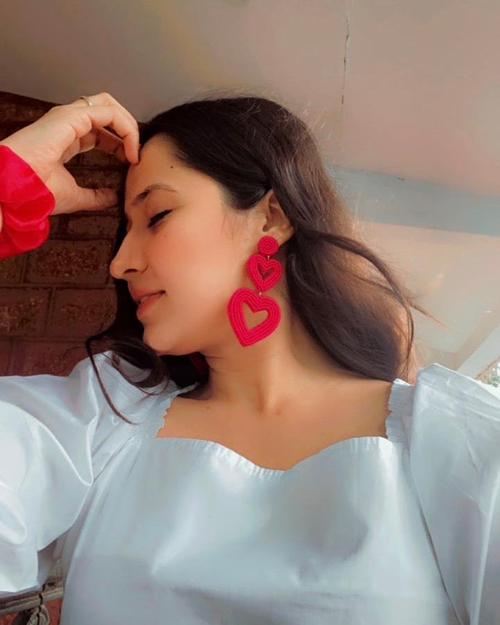 Steal My Love Handmade Beaded Heart Shaped Earrings