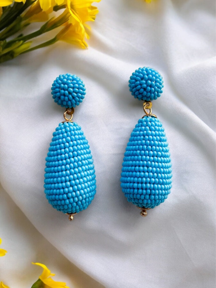 Baby Blue Drop Handmade Beaded Earrings