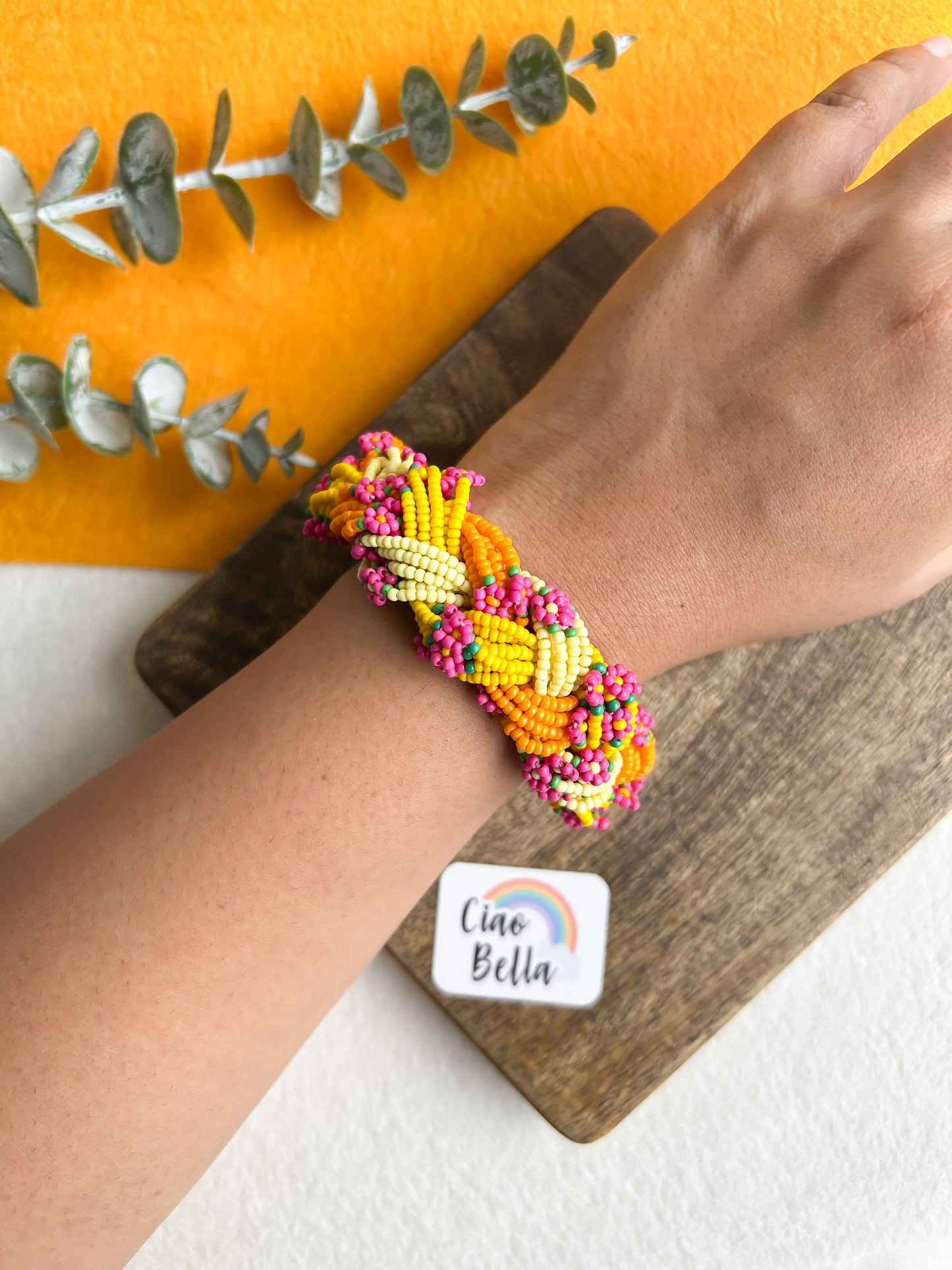 Luxe Flora Marigold Handmade Beaded Bracelet