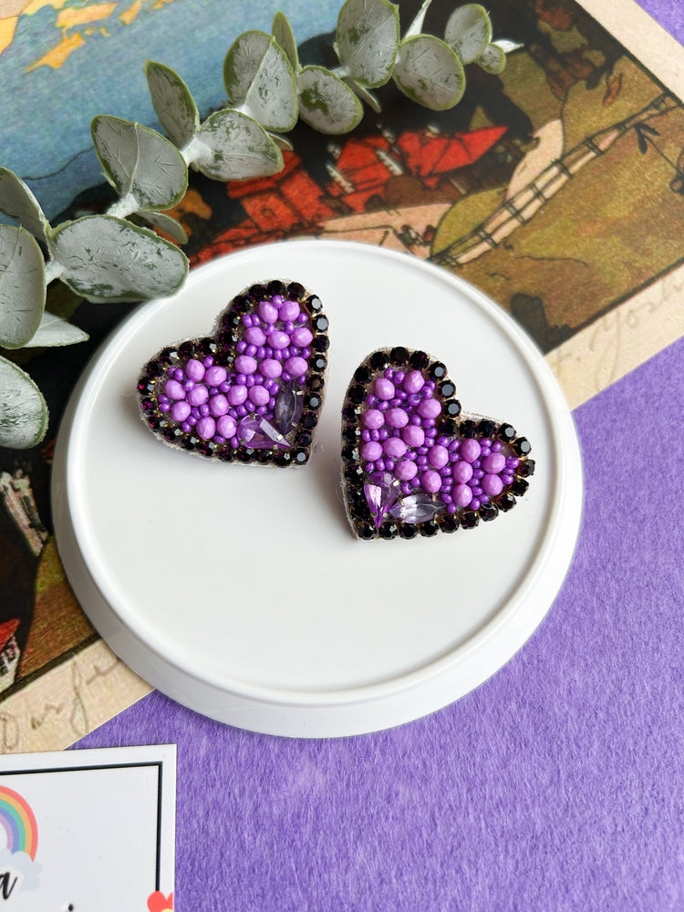 Violet Heartbeat Stud Earrings