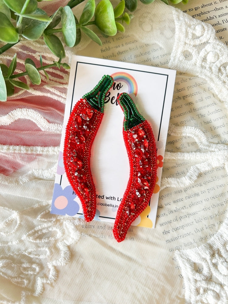 Chilli (Mirchi) Handmade Beaded Earrings