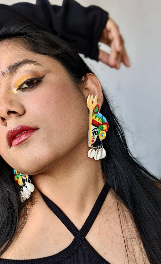 Trishul Durga Handmade Beaded Earrings
