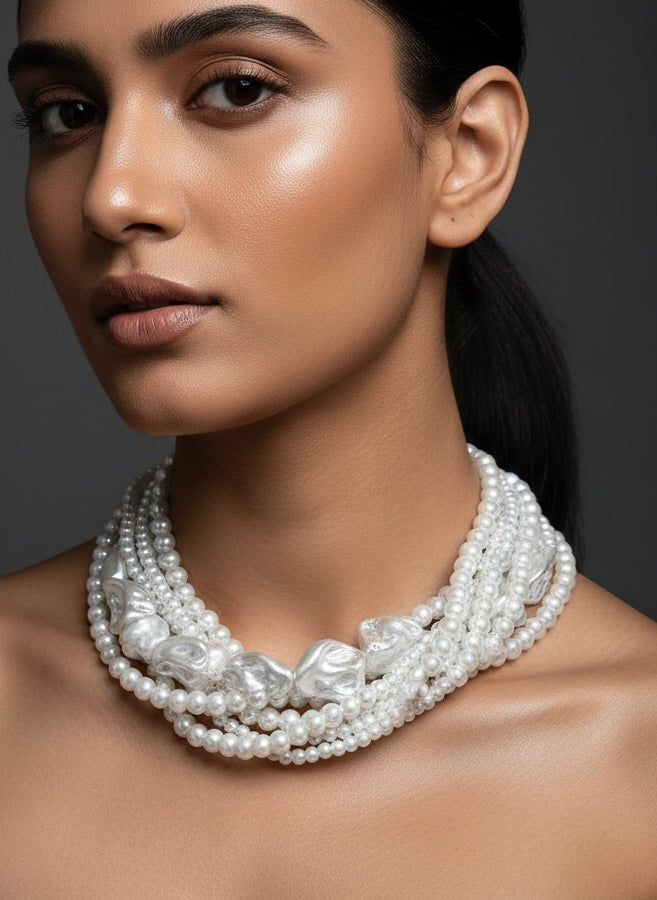 Celeste Pearl Handmade Necklace - White