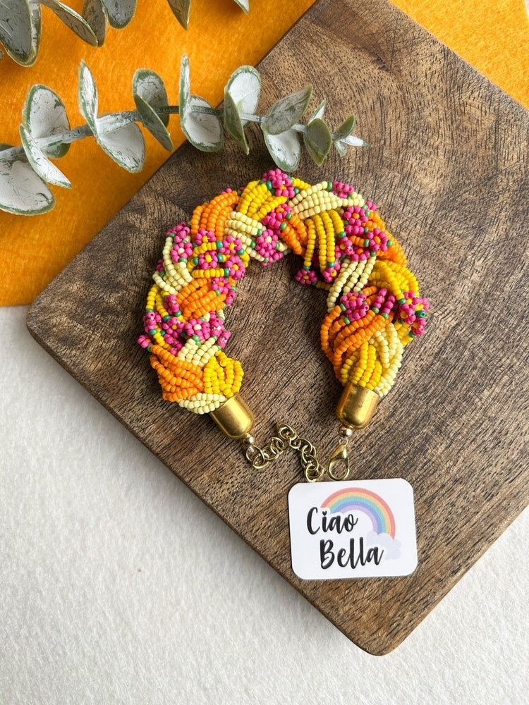 Luxe Flora Marigold Handmade Beaded Bracelet