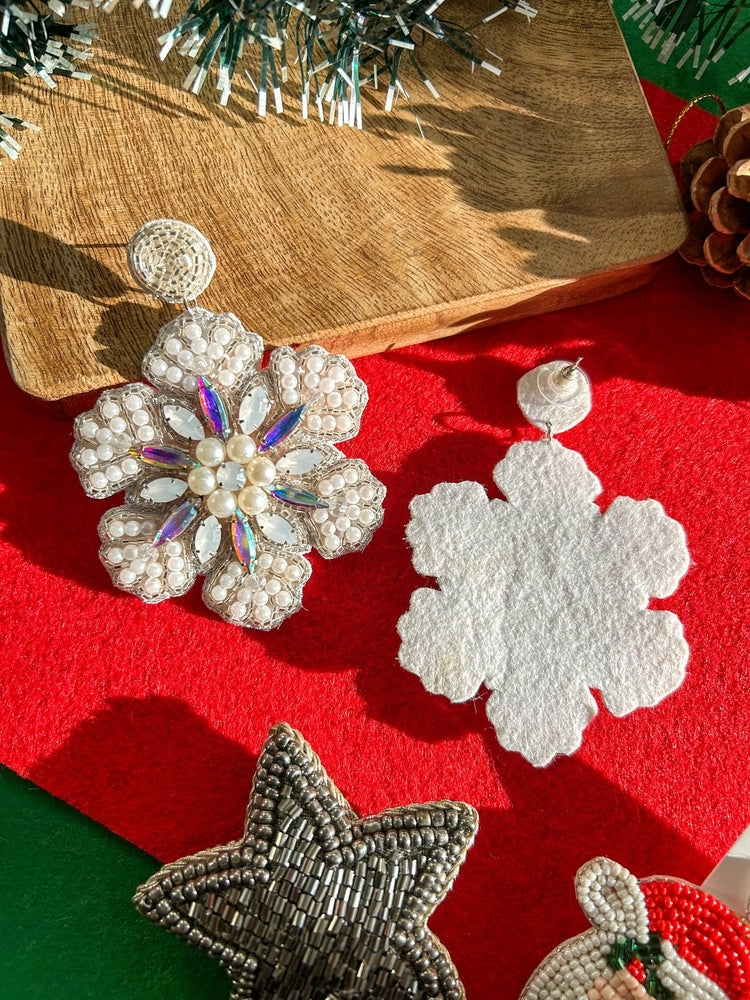 Snowflake Sparkle Handmade Beaded Earrings