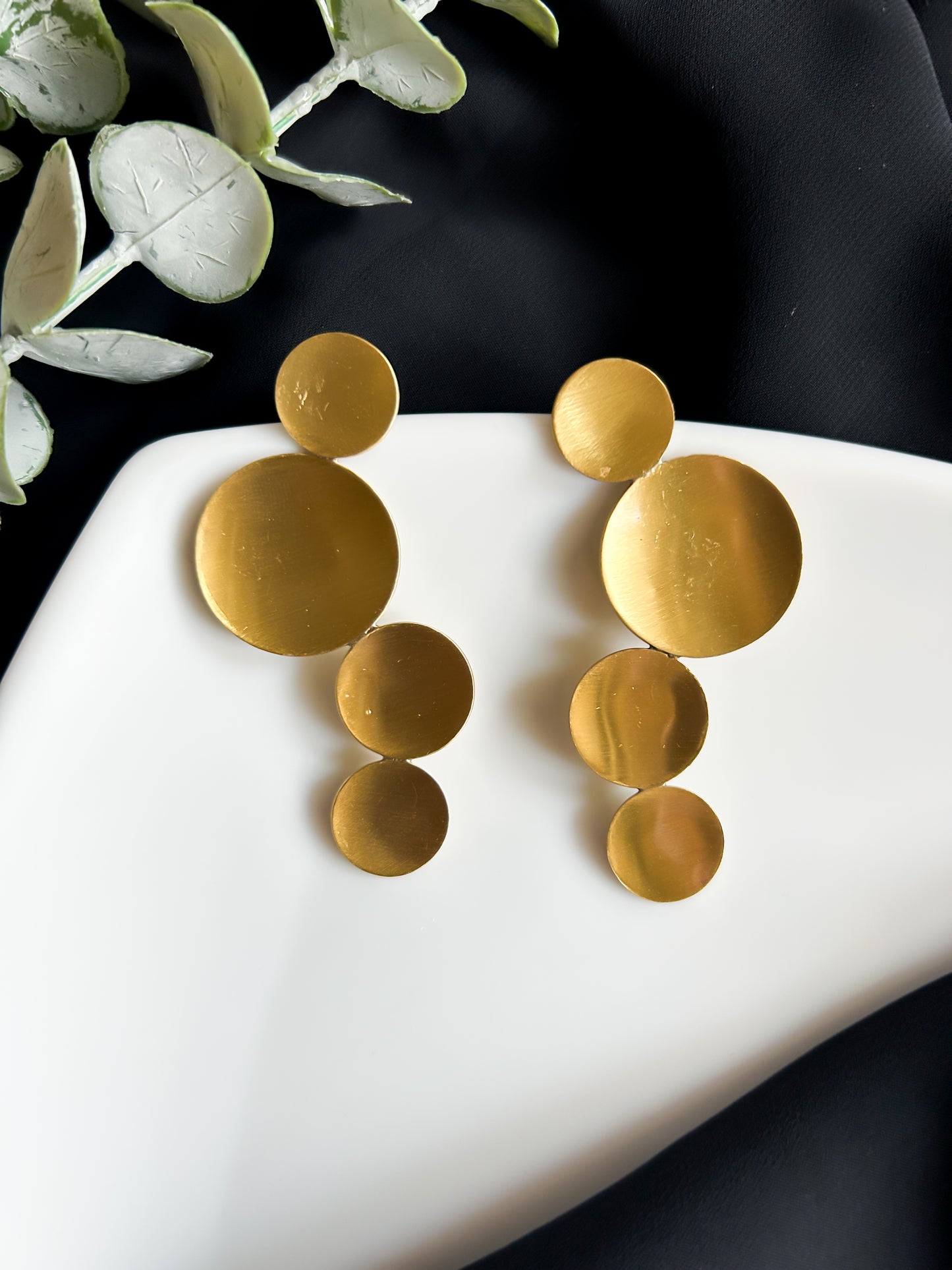 Celeste Circles Handmade Brass Earrings