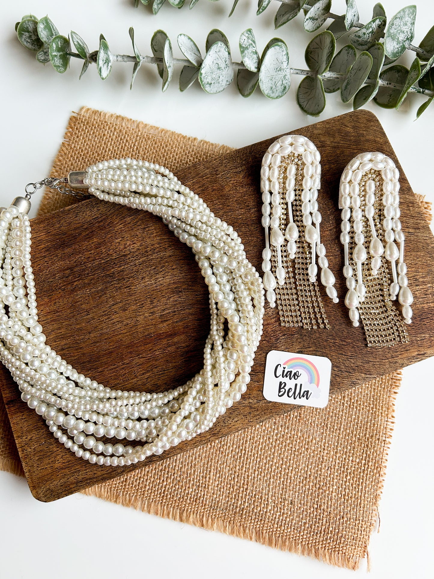 Maya Pearl Handmade Necklace + Earrings Set