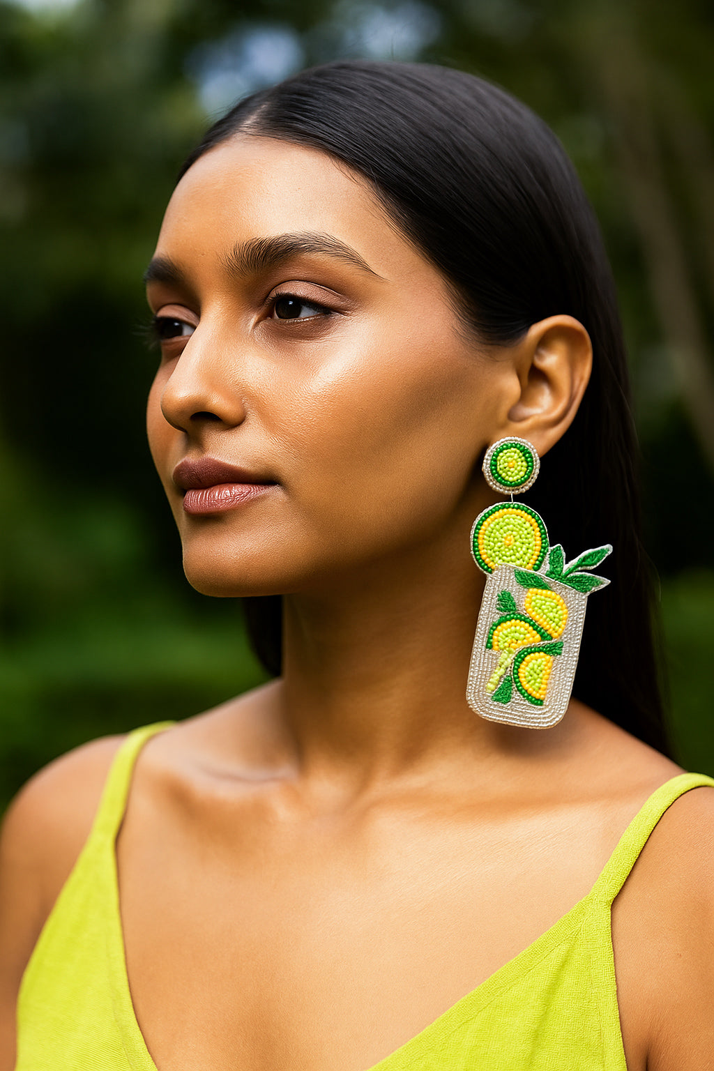 Mojito Magic Handmade Beaded Cocktail Earrings