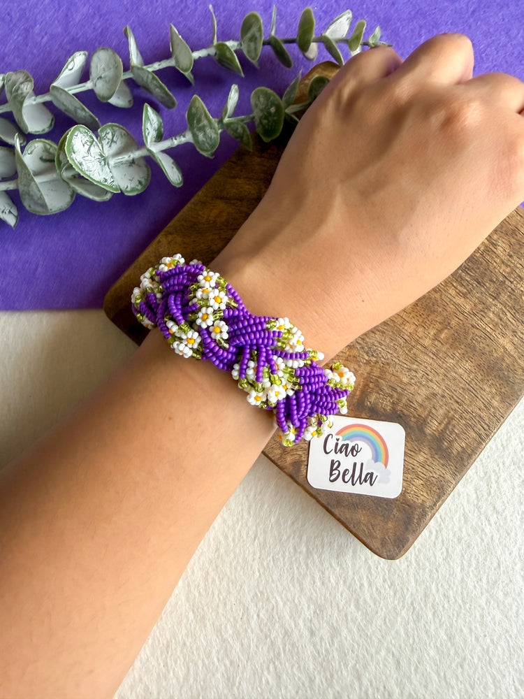Luxe Flora Purple Handmade Beaded Bracelet