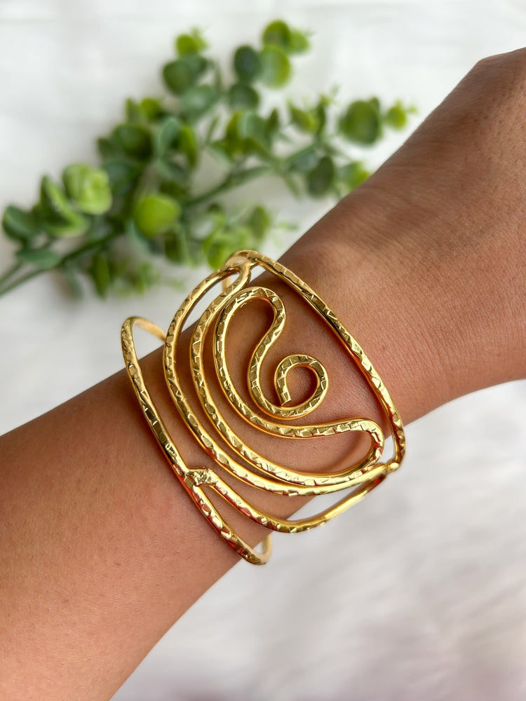 Boho Wave Brass Cuff Bracelet