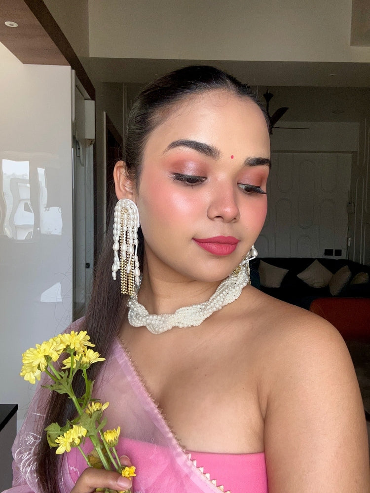 Noor Twisted Pearl Handmade Necklace + Bracelet + Earrings Set