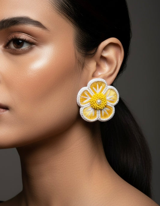 Sunshine Blossom Handmade Beaded Earrings