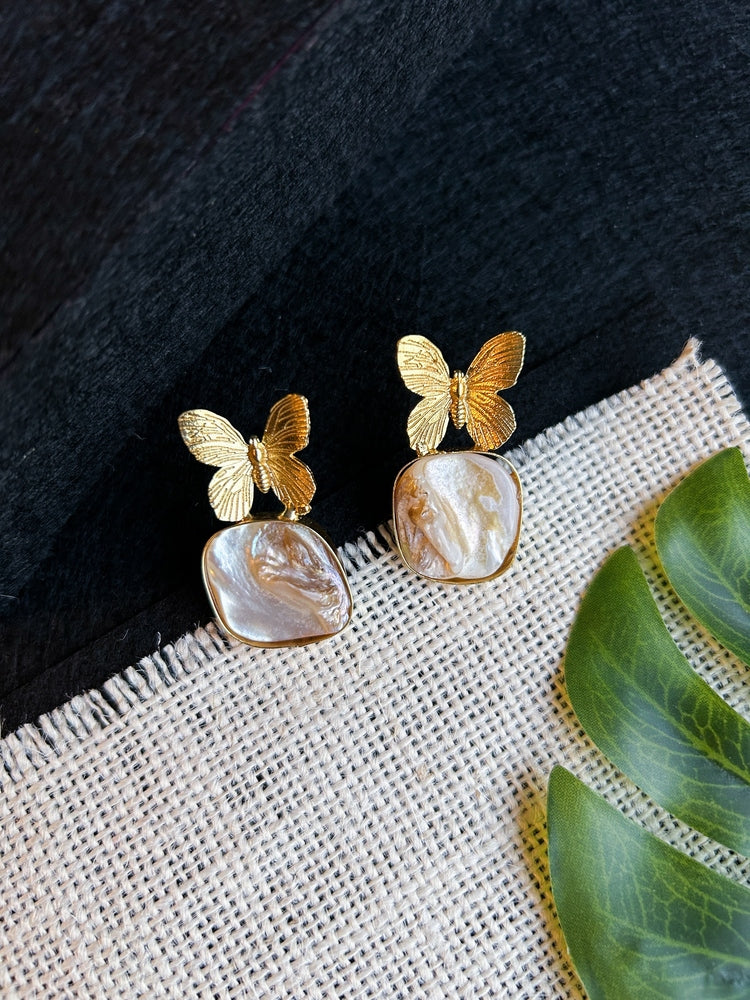 Golden Butterfly Handmade Brass Earrings