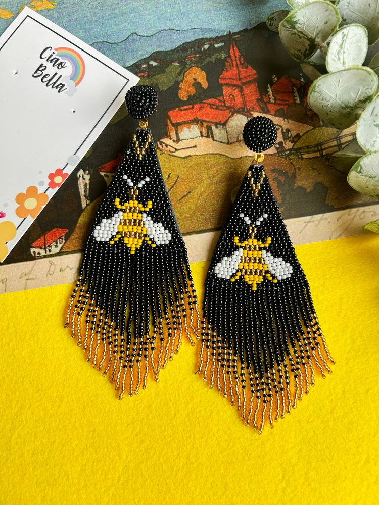 Luna Bee Handmade Beaded Tassel Earrings