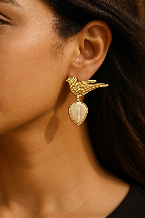 Birdie Bling Drop Handmade Brass Earrings