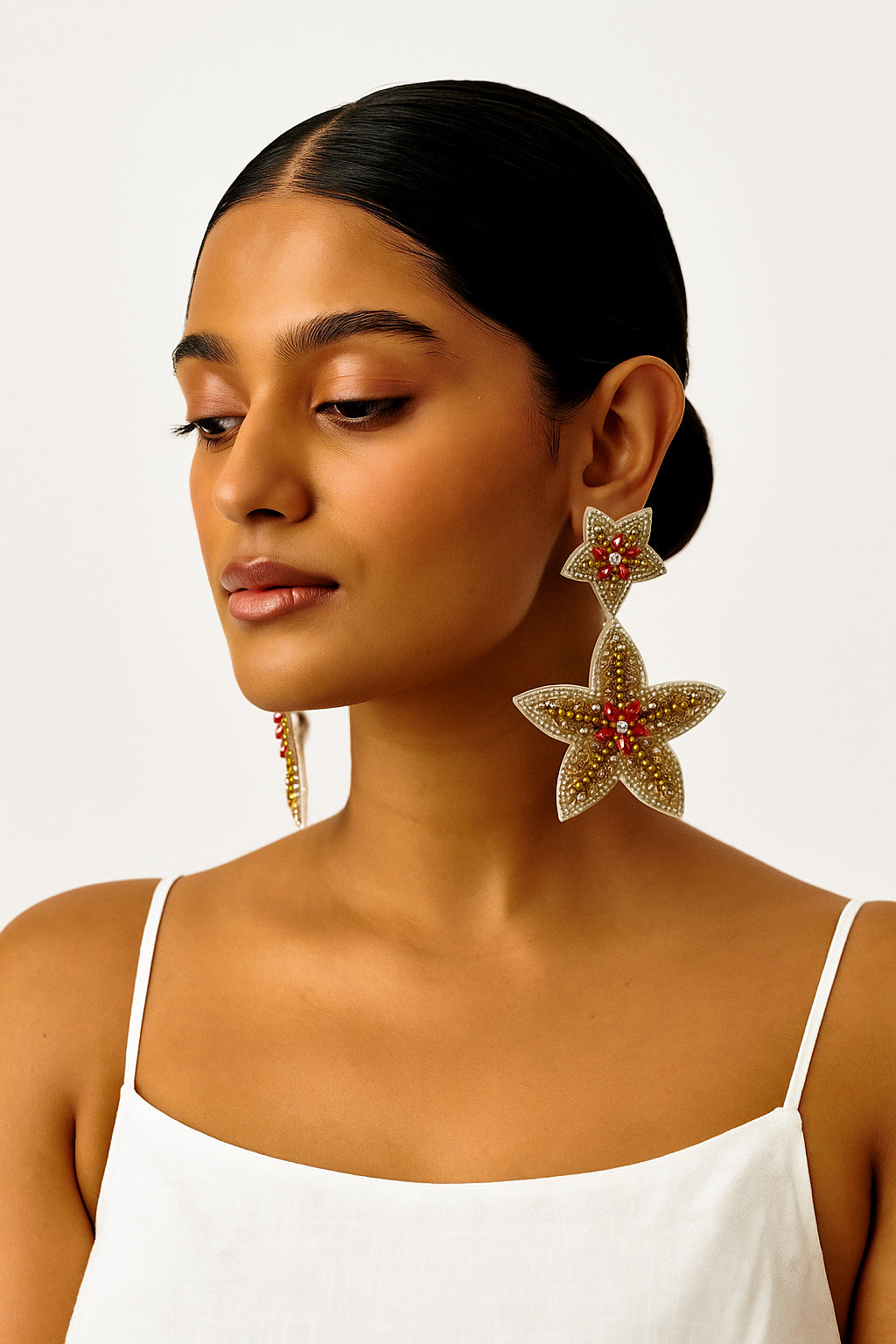 Gold Starfish Jewels Handmade Beaded Earrings