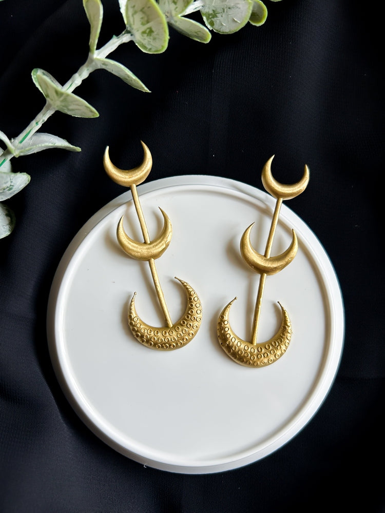 Crescent Moon Handmade Brass Earrings