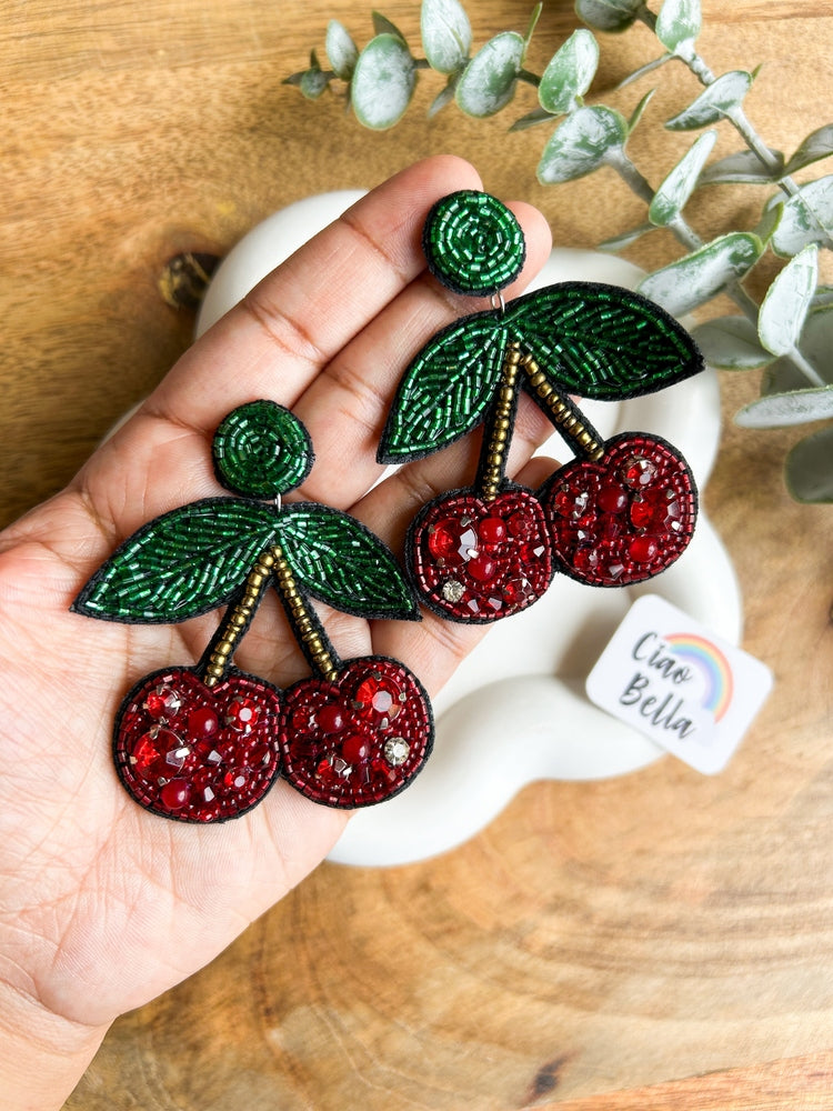 Cherry Love Handmade Beaded Earrings