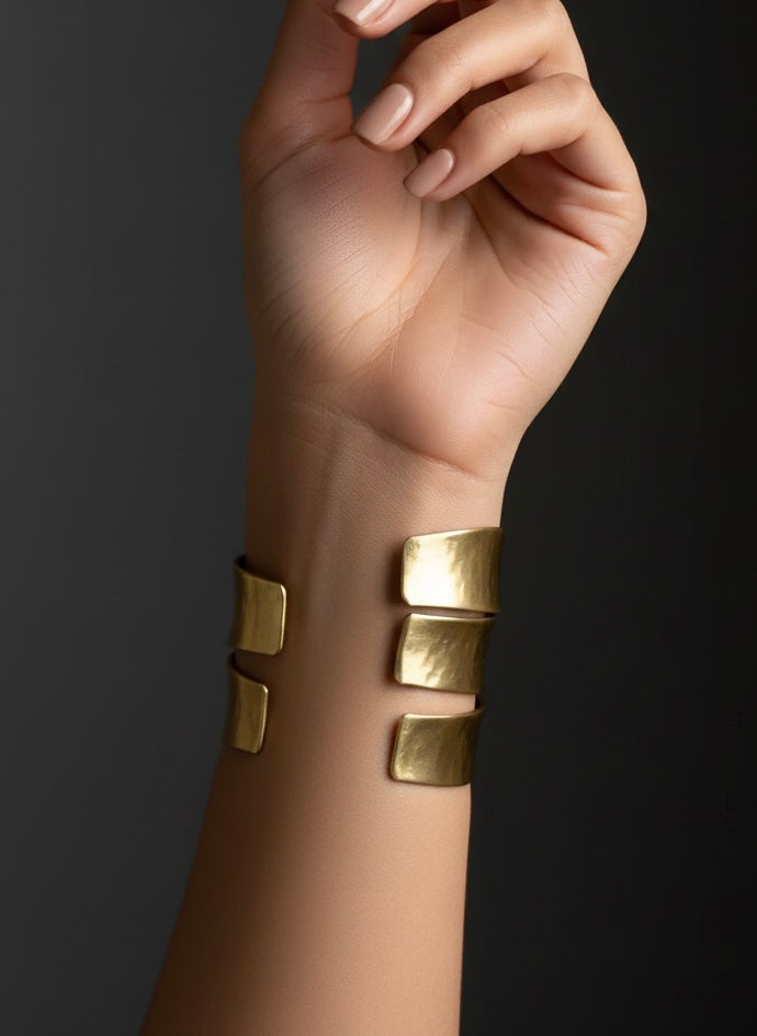 Tribal Harmony Brass Cuff Bracelet