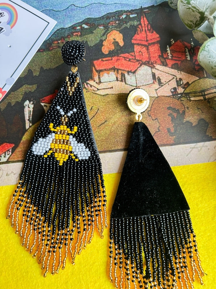 Luna Bee Handmade Beaded Tassel Earrings
