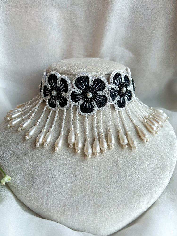 Twilight Blossom Handmade Choker Necklace + Earrings Set