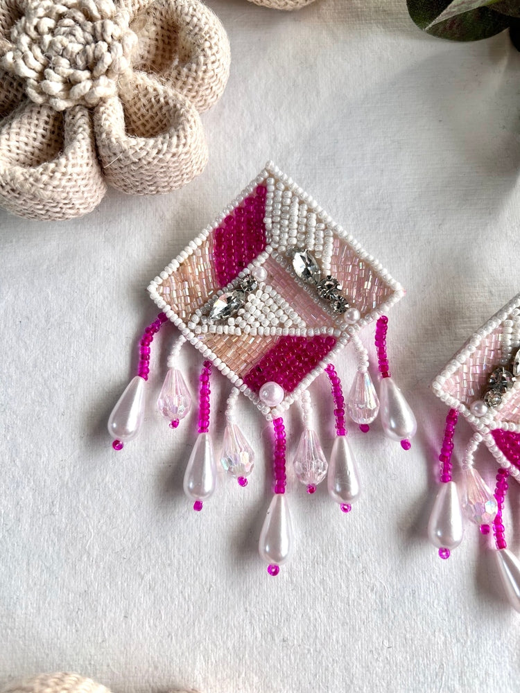 Pink Perfect Glamour Handmade Beaded Earrings