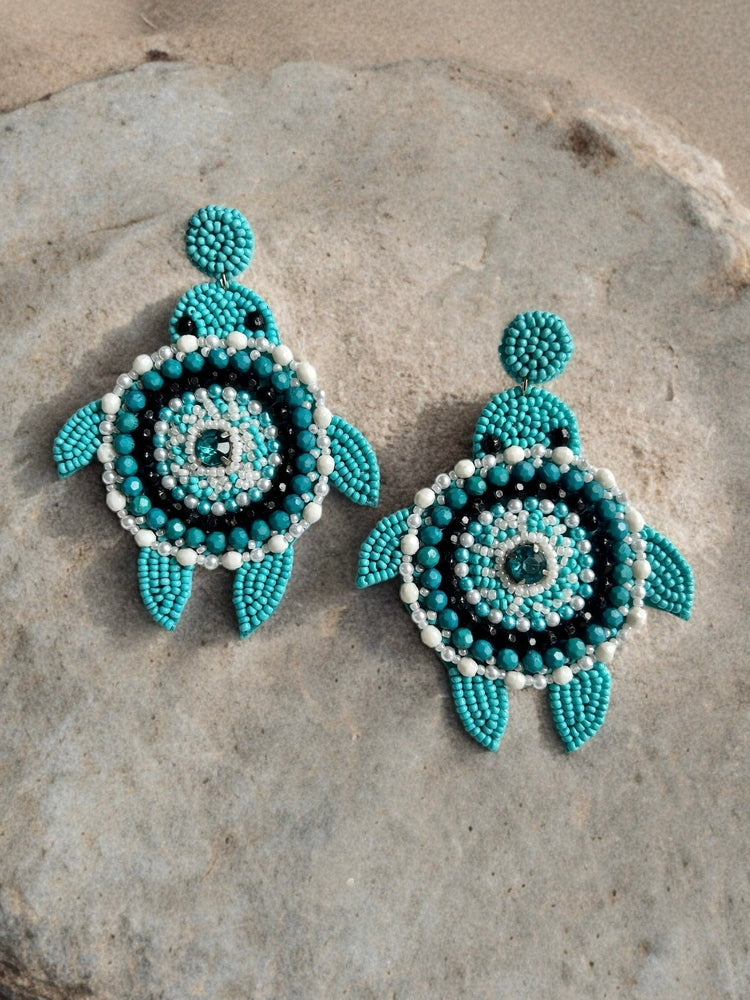 Oceanic Turtle Handmade Beaded Earrings