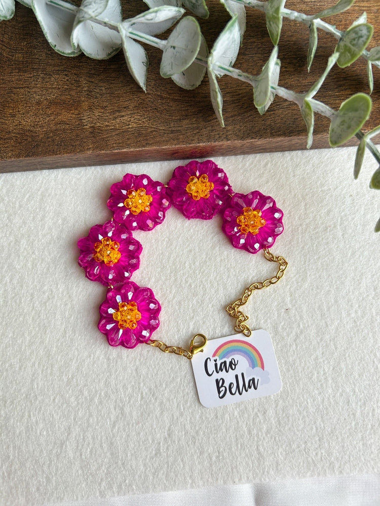 Daisy Dream Pink Handmade Beaded Bracelet