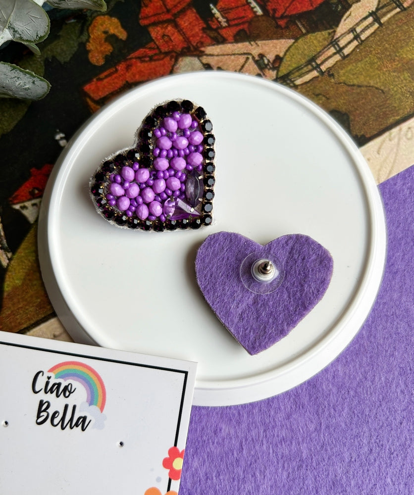 Violet Heartbeat Stud Earrings